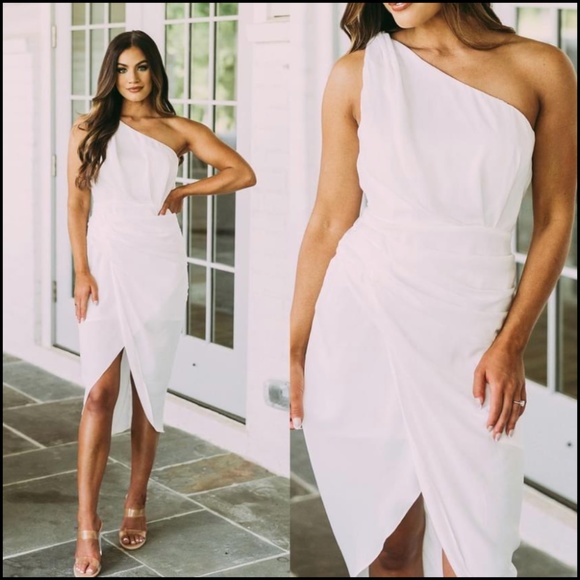 One Shoulder Overlay Dress - Picture 2 of 4